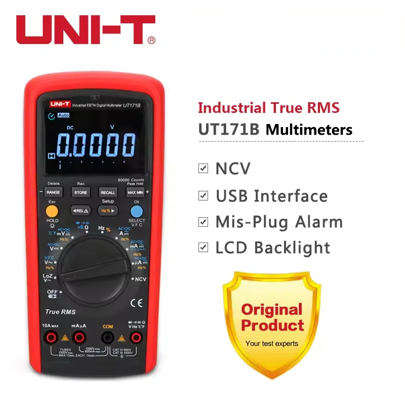 UNI-T  UT171B Industrial True RMS Digital Multimeters Admittance 60K Counts Resistance Tester Original Measure EBTN LCD USbbB