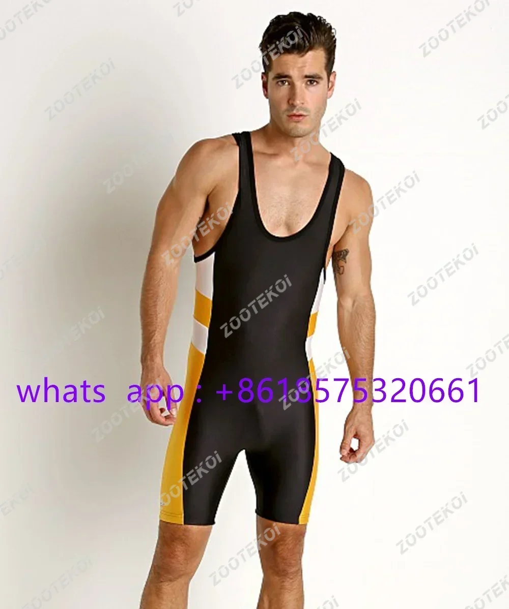 Weight Lifting Suit Training Race Wrestling Suit Men's Heavy Strength Lifting Sleeveless Training Sports Running Jumpsuit