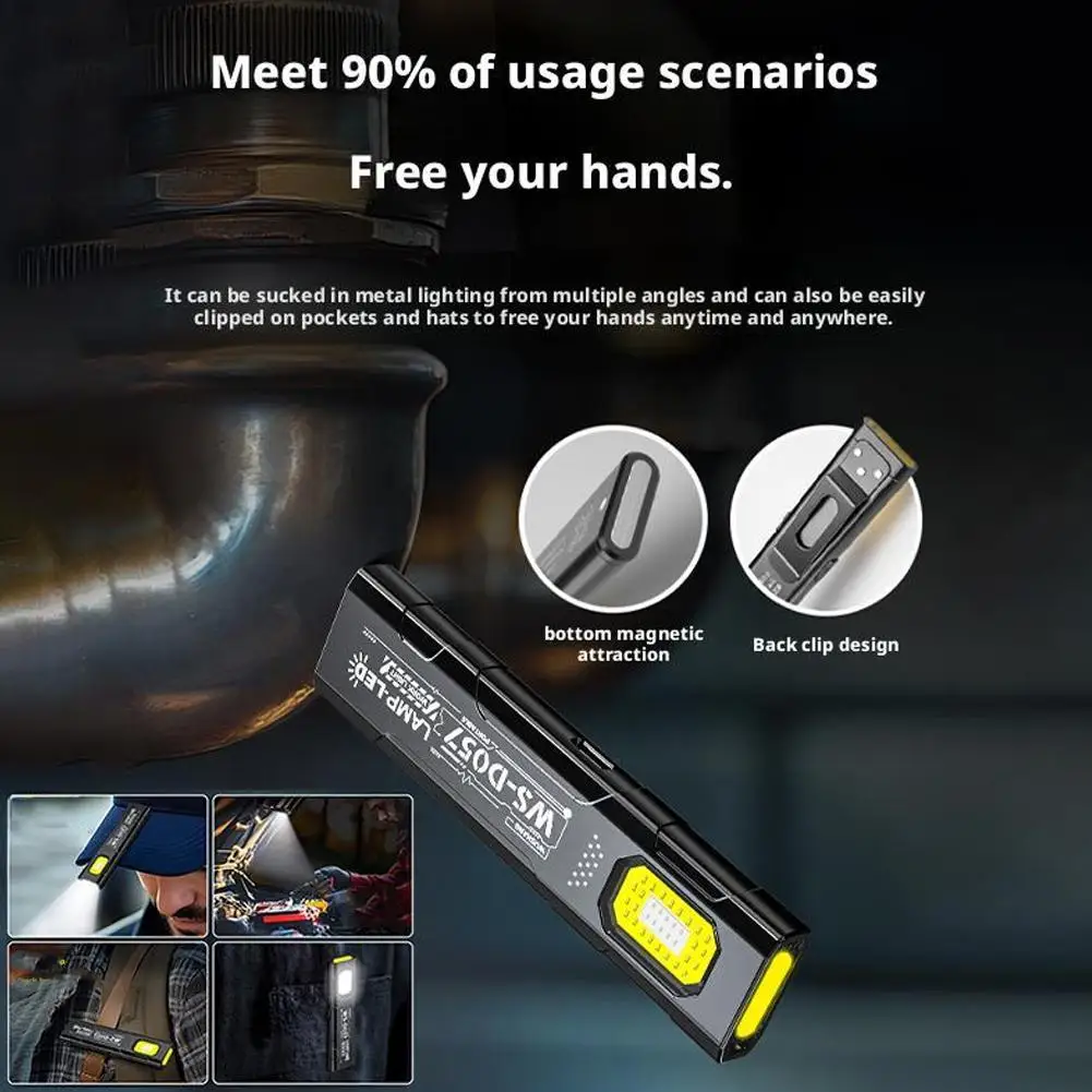 Portable Mini Work Lights With Magnetic Rechargeable LED Flashlight Portable Stepless Dimming Emergency Car Repair Lamps