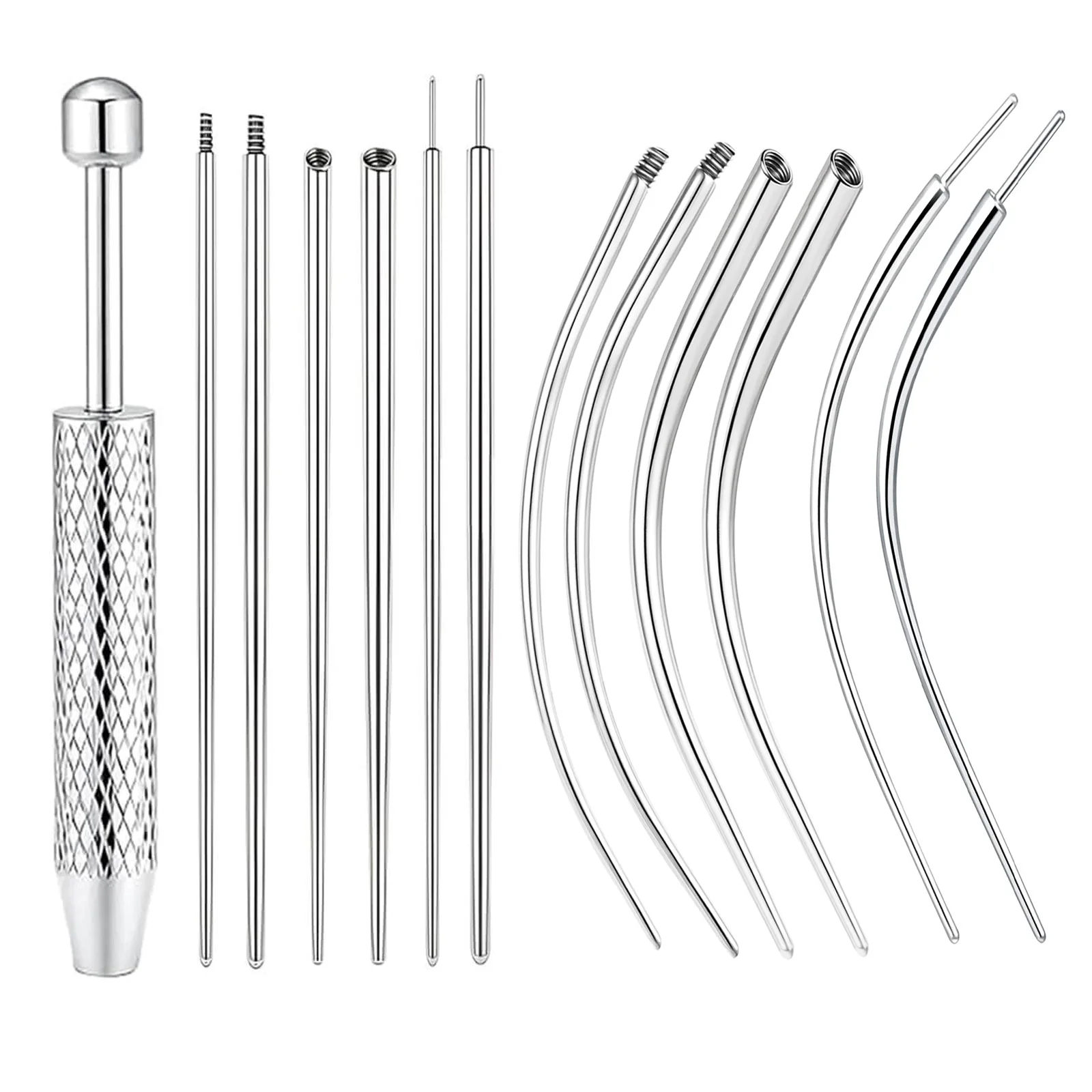 Kit de piercing de titânio 7 tamanhos, rosca interna curvada, ferramenta de pino de inserção para tragus helix lábio nariz piercing joias