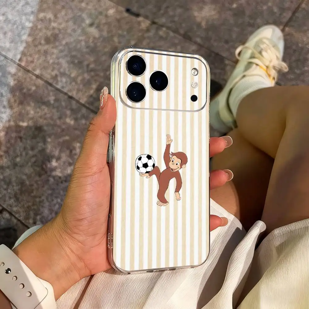 귀여운 모키 지-조지스 호기심 많은 아이폰 케이스 (아이폰 14, 13, 12, 11, 17, 16, 15, 프로, 맥스, 플러스, X, XS, XR, SE, 미니) 투명 소프트 커버
