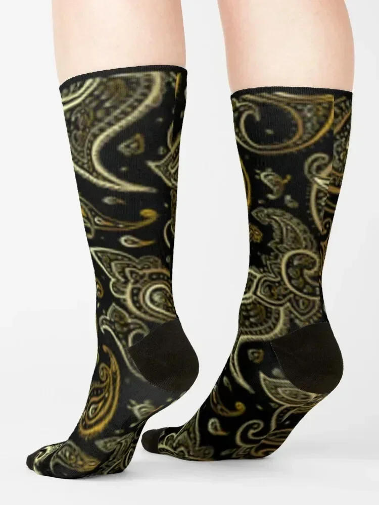 black and gold paisley Socks winter gifts gym Argentina professional running Designer Man Socks Women's