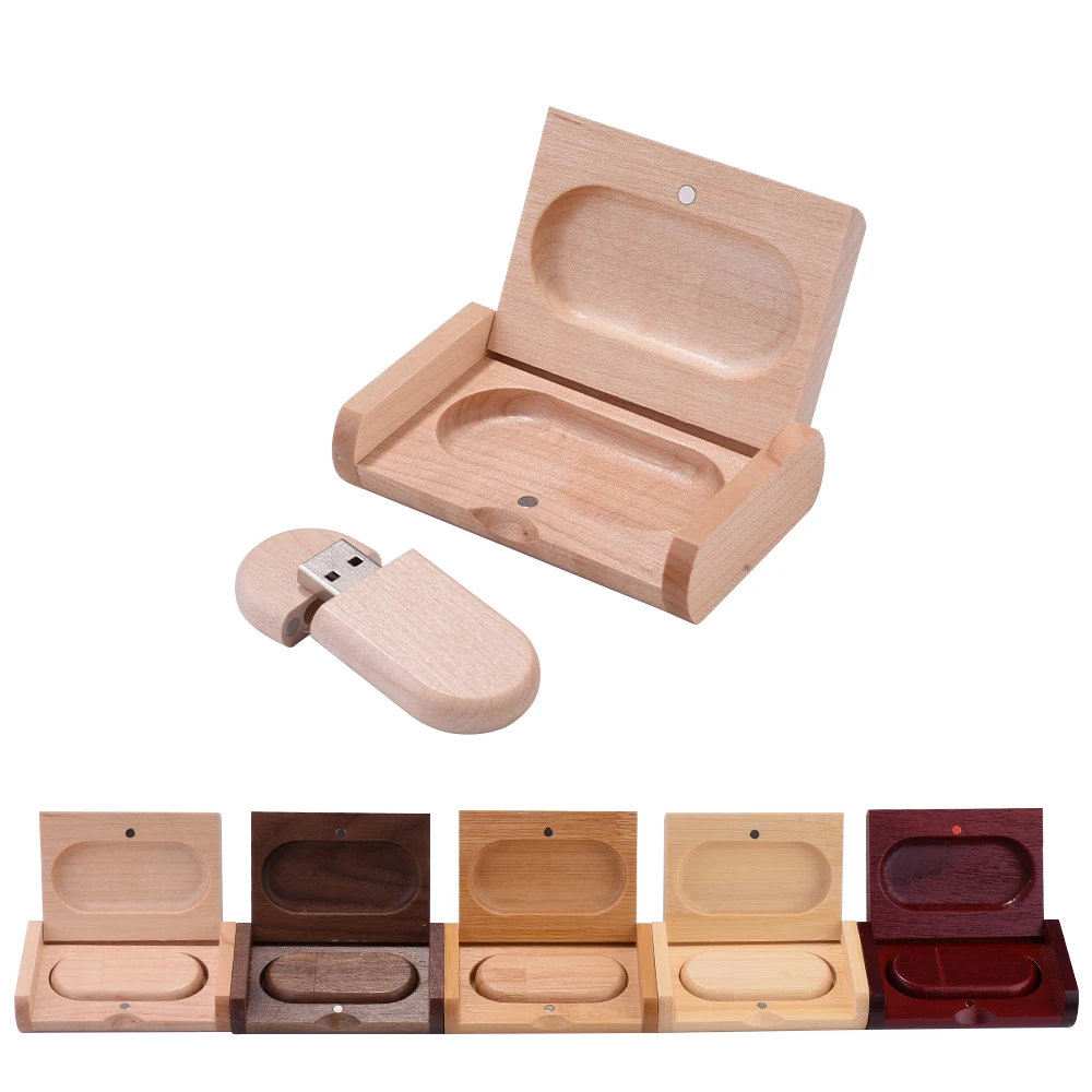 

JASTER USB 2.0 Hot Selling Oval Wooden USB+ BOX Pendrive (10pcs Free Custom Logo) USB 4GB 8GB 16GB 32GB 64GB USB Flash Drive