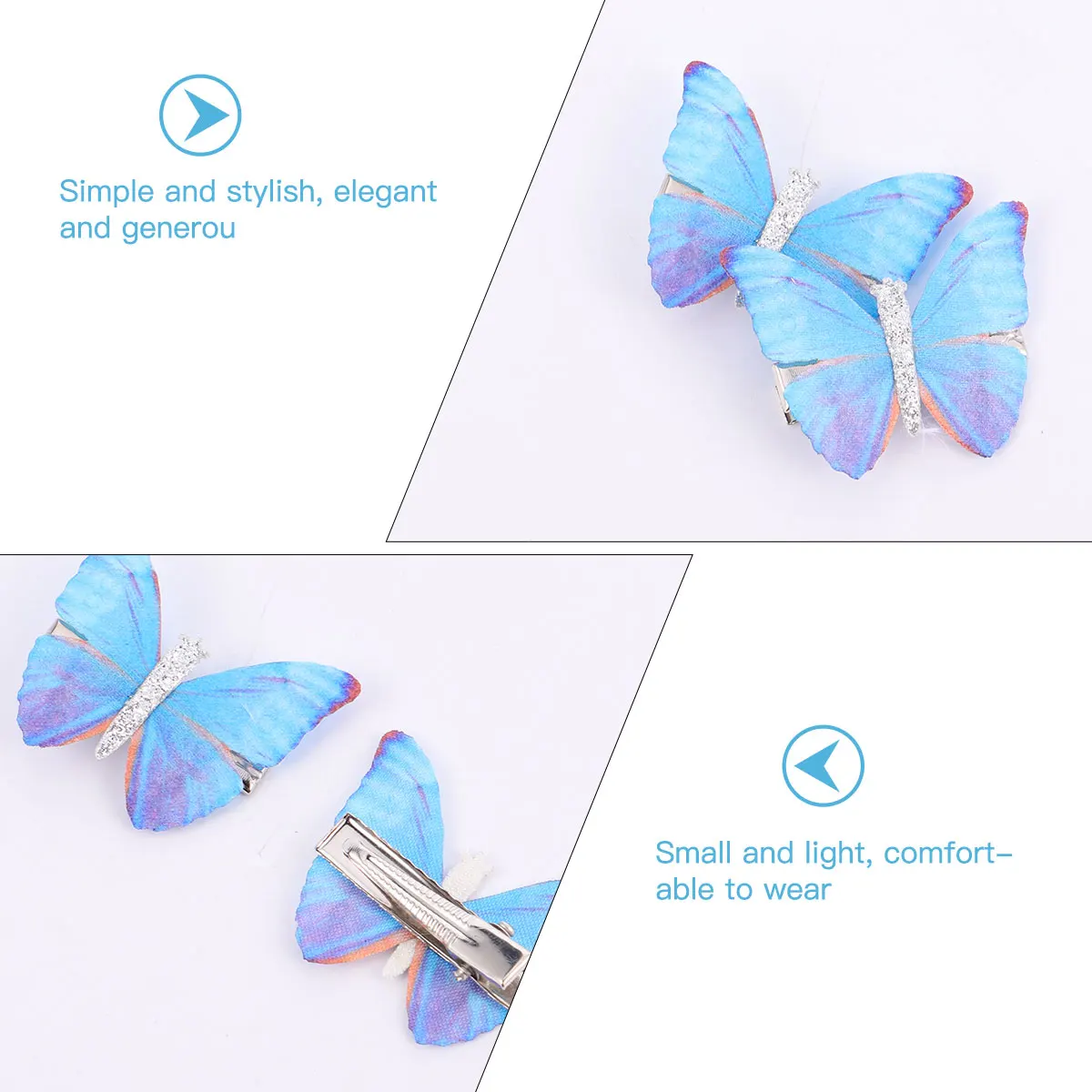 

5pcs Butterflies Hairpin Diamond Cartoon Stainless Steel Girls Child Accessories Cute Bangs Hairpin Ornament Stylish Bowknot