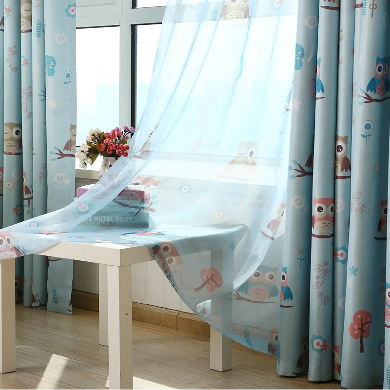 LEEJOOM Cartoon Print Cute Pattern Blackout Curtain Tulle for Windows Children's Room Curtains Ready-made Curtains 1PC