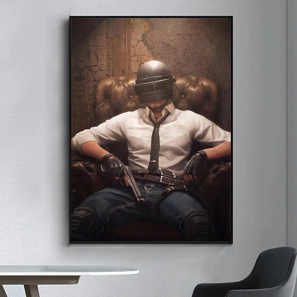 P-PUBG GAME Poster Fancy Poster Wall Sticker for Living Room Bar Vintage Decorative Painting Middle