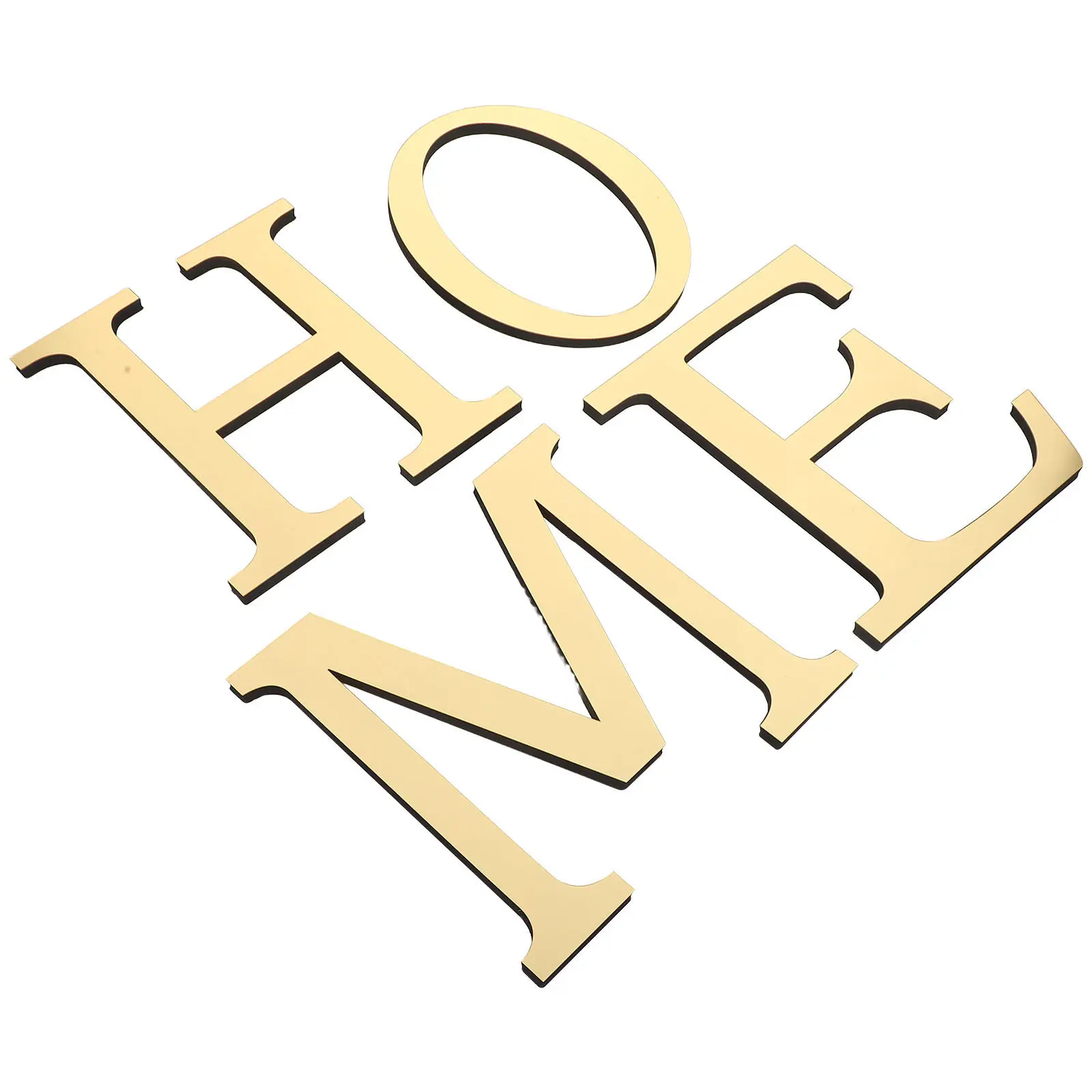 1Set Decorative Mirror Wall Sticker Light Gold 3D Acrylic Reflective Peel Stick Alphabet Letters Home Sign Wall Decor Living