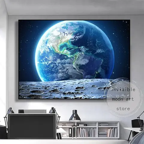 Fantasy Space Planet Earth Galaxy/Space Cat Astronaut Posters Wall Art Canvas Painting Prints Picture for Living Room Home Decor