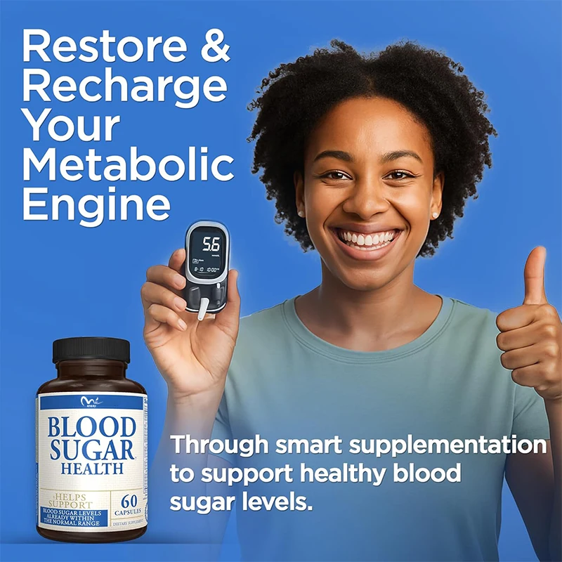 20 Herbs and Vitamins for Blood Sugar Health, Containing Cinnamon and Alpha Lipoic Acid, Supporting Healthy Levels, 60 Capsules