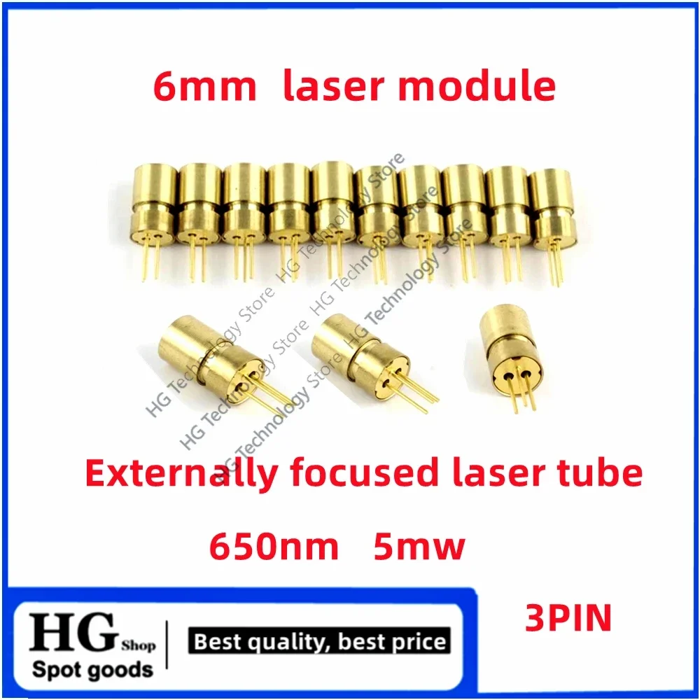 

5-10PCS/Lot 6mm industrial laser module Red spot external focus laser tube laser head 650nm 5mw