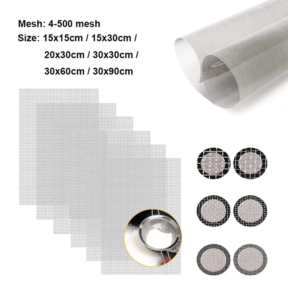 1pcs Stainless Steel Filter Net Metal Front Repair Fix Mesh Filtration Woven Wire Screening Stainless Steel Mesh Filter 4-500 Me