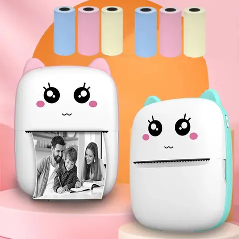 Portable Mini Printer Wireless Bluetooth Android iOS Mobile Photo Thermal Printers Tags Termica Label Maker with Paper Rolls