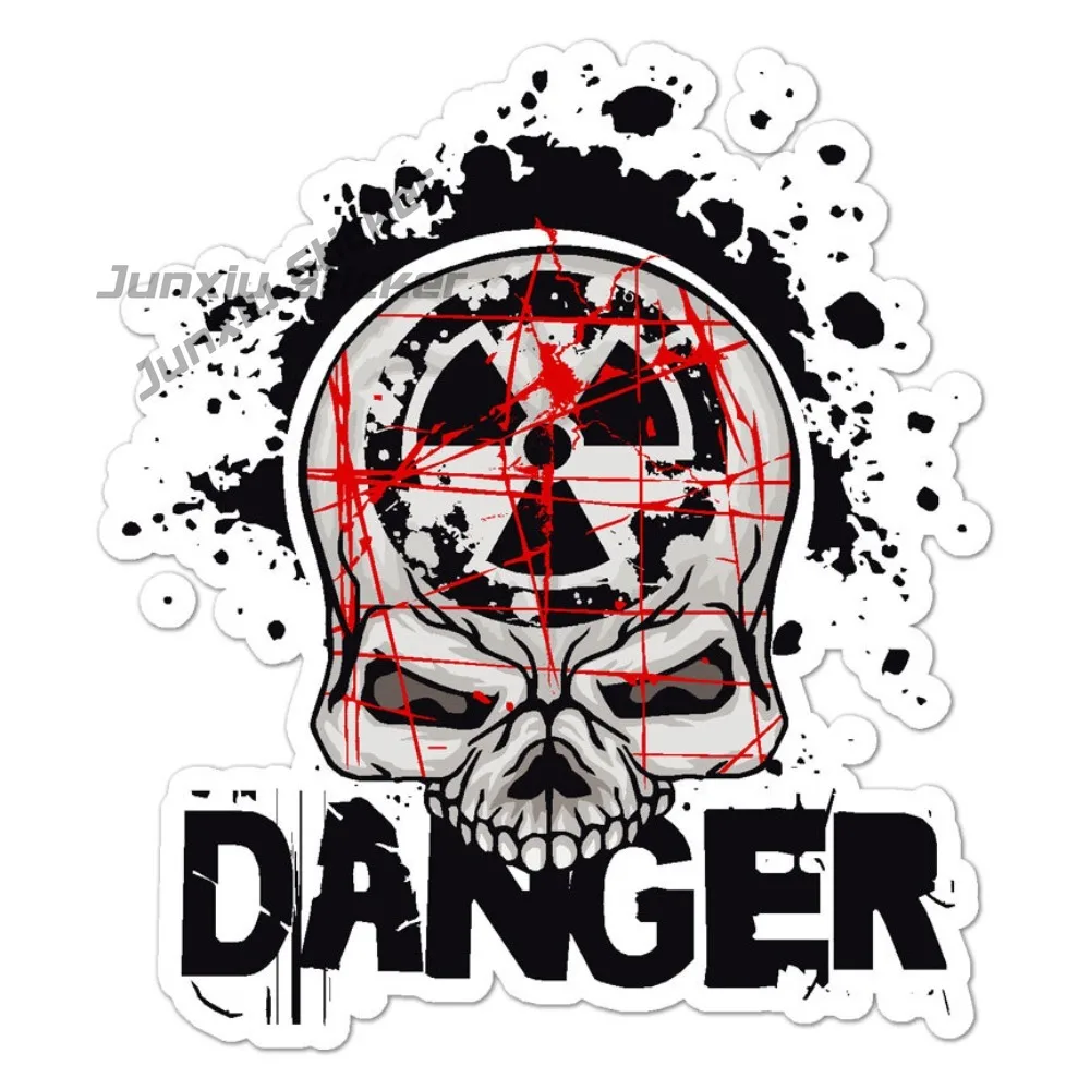 Danger Radioactive Skull Vinyl Decal Sticker Indoor Funny Motorcycle Sticker Waterproof Vinyl Decal Scratch Resistant