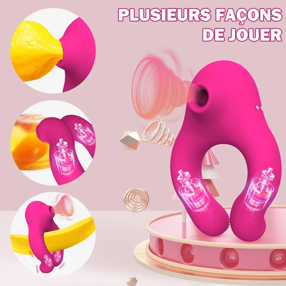 Vibrador de sucção para casal, Anel de pênis, Otário do clitóris, Anel do galo, Produtos adultos, Massageador do escroto, Brinquedos Sexuais, 10 Freqüência, Sex Shop