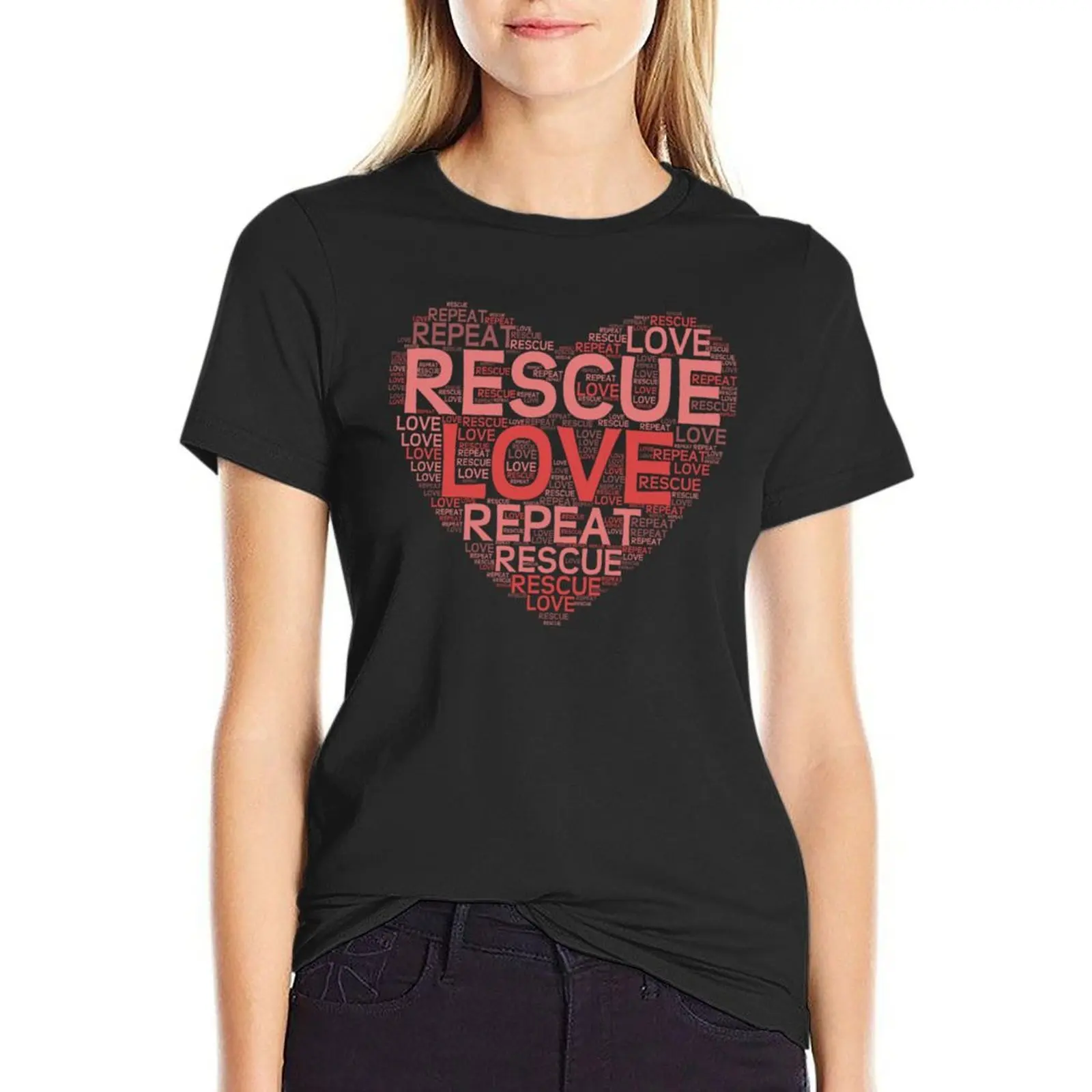 Rescue, Love, Repeat T-Shirt female summer tops plus size tops cropped t shirts for Women