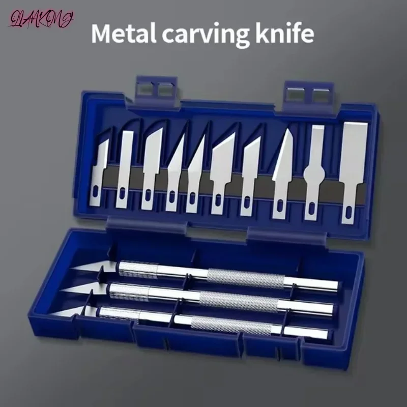 QIANKONG 13pcs Metal Carving Knife Pen Aluminum Alloy Carving Knife Tool Set - Perfect For Paper-cut Handcraft Model Making