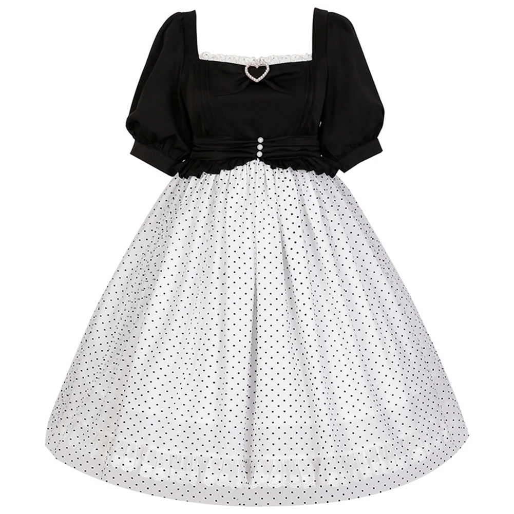 Sweet OP Lolita Dress Sweet Kawaii Girl Short Sleeve Dot Dresses