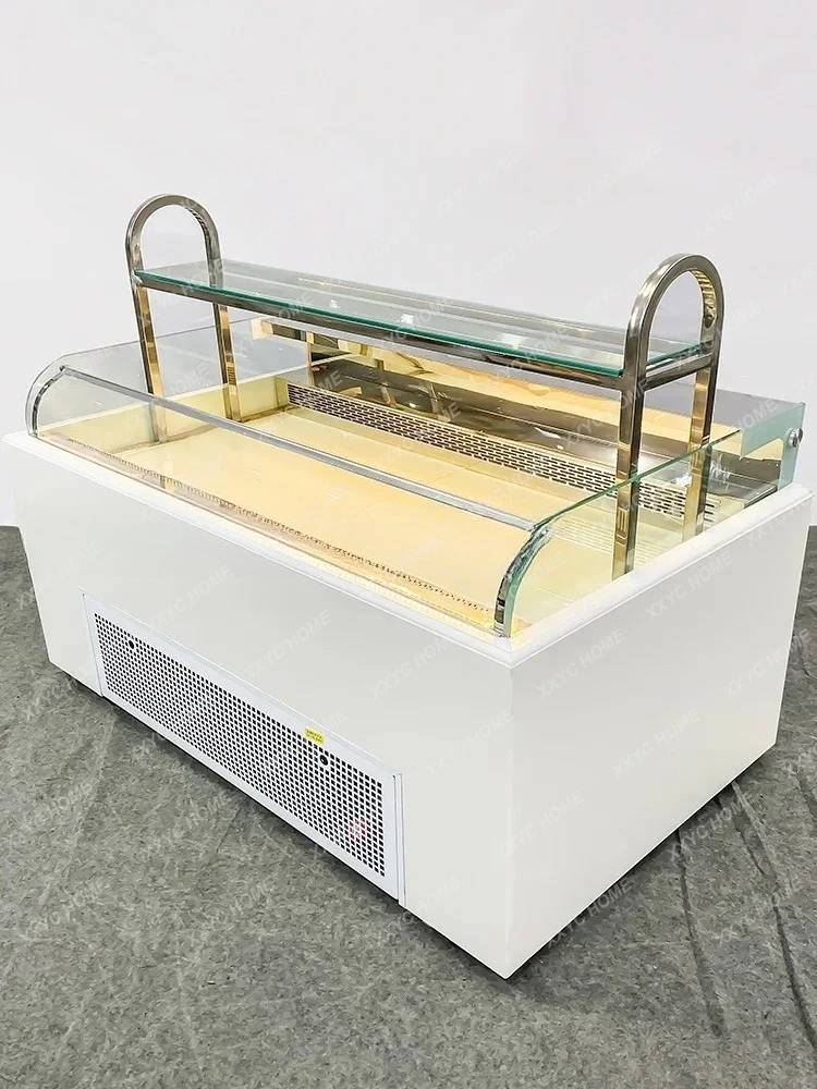 A  Open Refrigerated Cabinet Open Cake Show Case Sushi Pastry Dessert Fruit Preservation