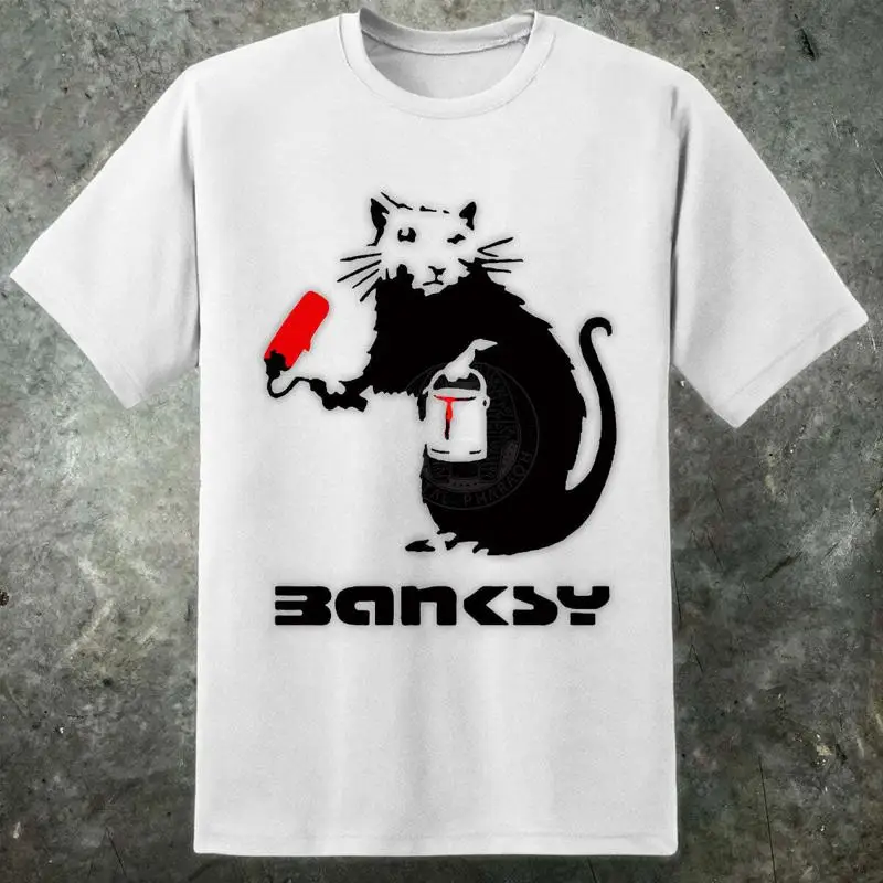 Banksy Inspired Mens Painting Rat T Shirt Street Art Graffiti UK