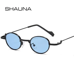 SHAUNA Retro Unique Metal Frame Oval Women Sunglasses Fashion Clear Ocean Lens Shades UV400 Men Trending Punk Sun Glasses