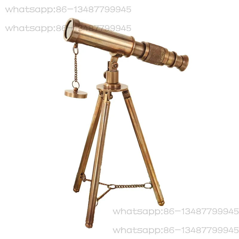 

Imported Brass Retro Old Bracket Type Telescope Model Room Entrance Wine Cabinet Decorative Ornament