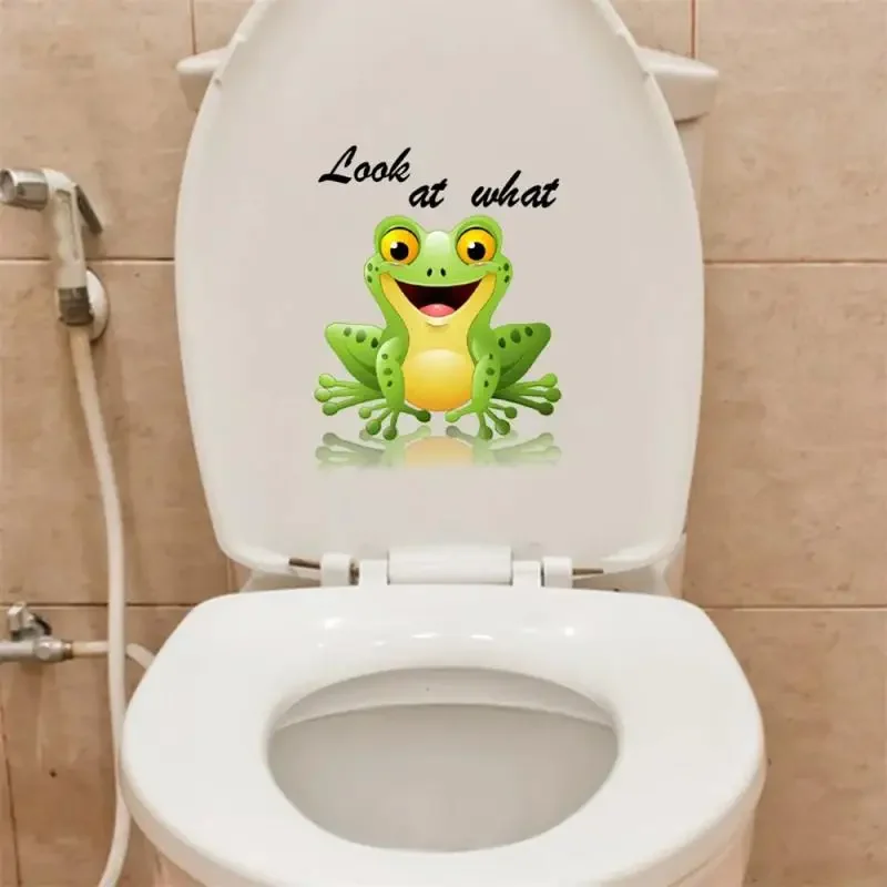 Animal Toilet Stickers Cartoon Transferable Beautify Decoration Waterproof Wall Sticker Frog Toilet Sticker Decorative Sticker