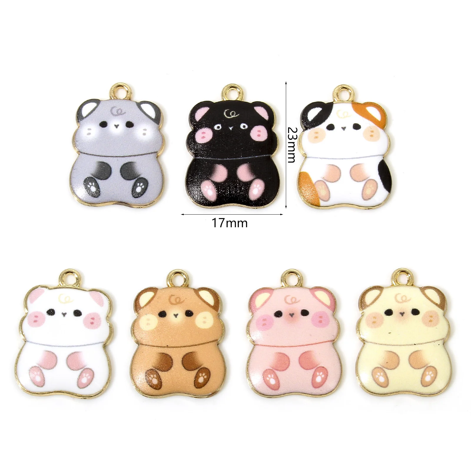10 PCs Multicolor Hamster Cat Enamel Charms Zinc Based Alloy Gold Plated  Pendants for DIY Jewelry Making 23mm x 17mm