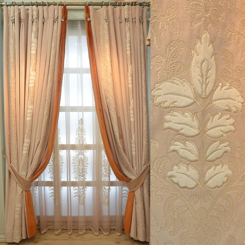 American Style Velvet Embroidered Curtains for Living Dining Room Bedroom French Style Neoclassical Flannelette European Style