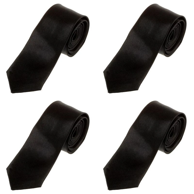 4X Unisex Casual Necktie Skinny Slim Narrow Neck Tie - Black Eco-Friendly
