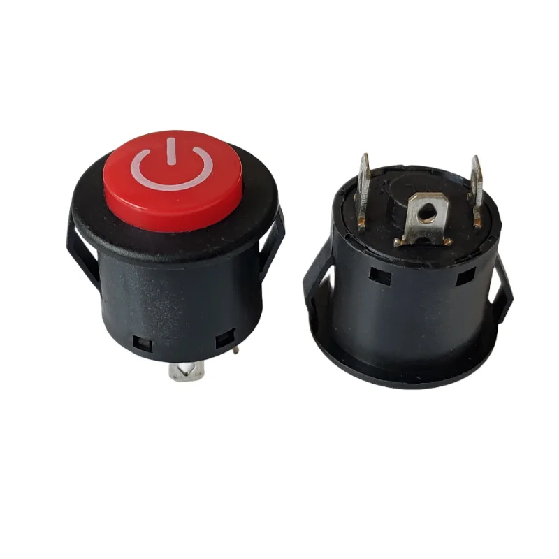 1PC 22MM Power 3PIN Latching/Self locking Glowing Red Plastic Push Button Switch With LED 12V Panel Indication