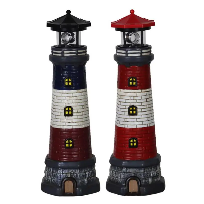 

Solar Charged Resin Lighthouse Statue LED Light Garden Fence Yard Outdoor Decor Waterproof Patio Figurines Lights For Parks