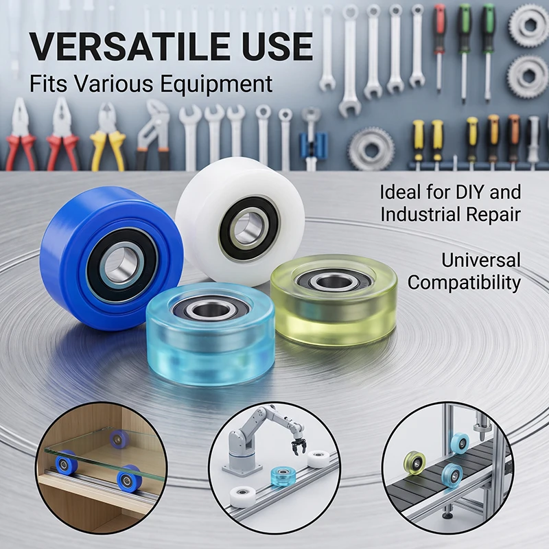 8pcs 12*28*8 PU Coated Roller Bearing 6901RS Plastic Bearing PU690128-8 OD 28mm Polyurethane Rubber Guide Wheel Pulley 12x28x8