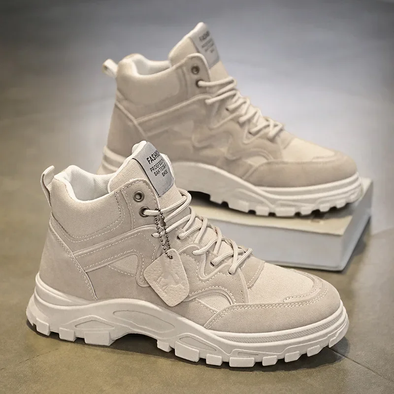 

Mens Boots High Top Shoes Winter Designer Trend Luxury Ankle Boots Work Safety Anti Slip Thick Soles Wear-Resistant Men Sneakers