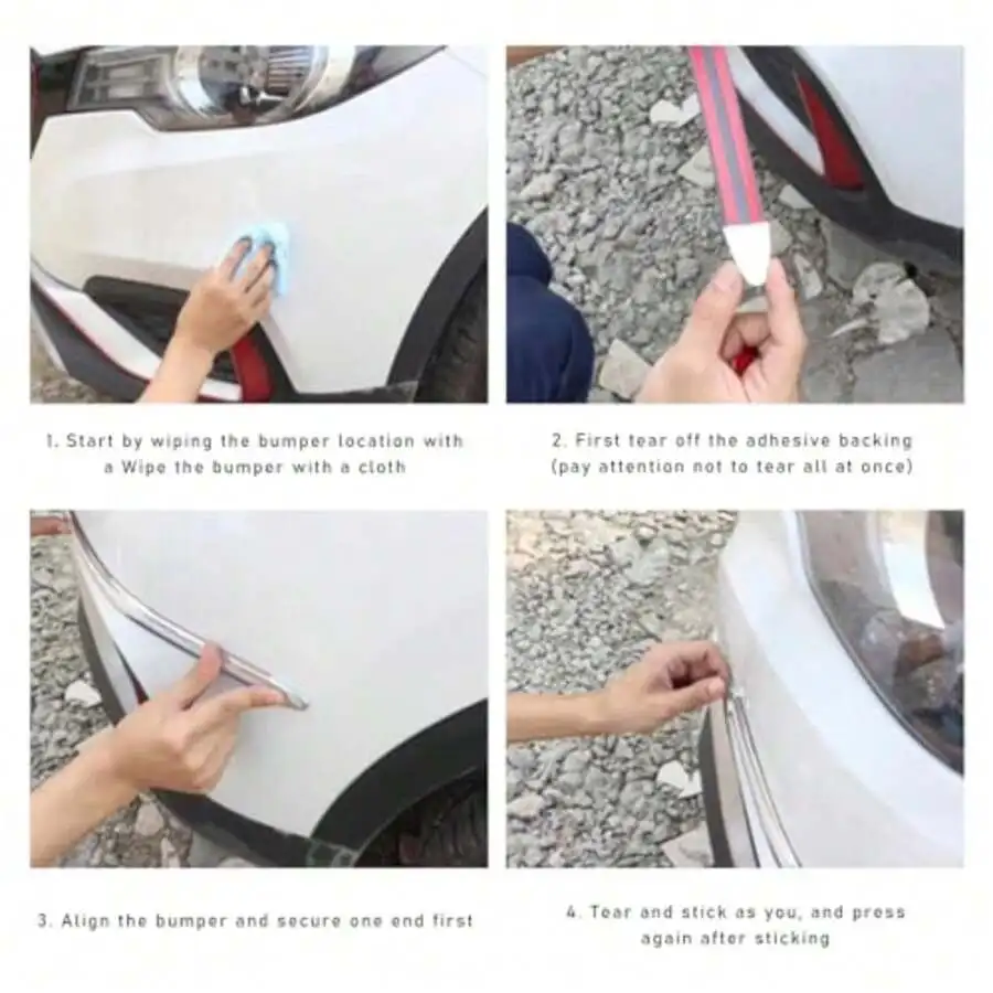 4 PCS Car Bumper Protector Strip, Anti-Scratch Front And Rear Bumper Corner Trim Sticker, Anti-Collision Patch Bumper Guard