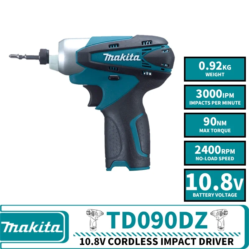 MAKITA TD090DZ Cordless Impact Driver Drill 10.8V Lithium Power Tools Electric Screwdriver 2400RPM 90NM 3000IPM Home DIY