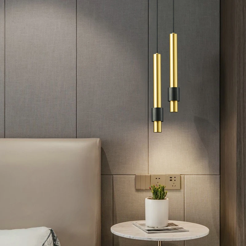 

Minimalist Nordic LED Spotlight Pendant Light Bedroom Bedside Copper Hanging Light Dining Room Resturant Pendant Lamp Luminaires