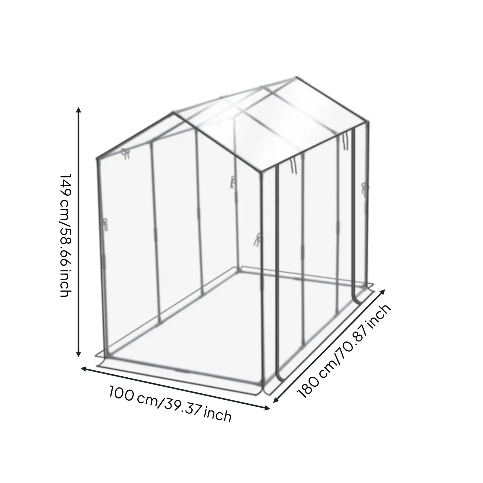 Outdoor Mini Greenhouse Frame with Sloped Roof and Tie Up Openings for Ventilation Patio Garden Plant Care