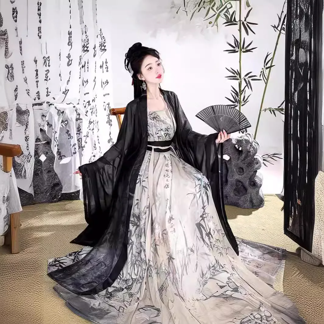 

NT38 2024 Song Dynasty Original Hanfu Women's New Chinese Style National Tide Improved Han Element Ink Summer y30