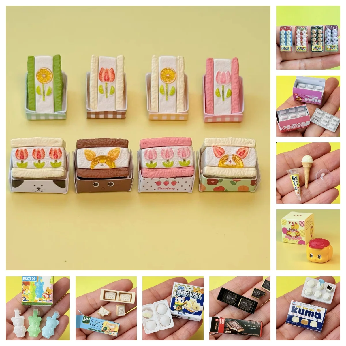 

Fast Ship Mini Snack Set - MiniDelights Realistic Sandwiches, Ice Cream & Girl Plates for 1:12 Dollhouse (3-Pack Combo )