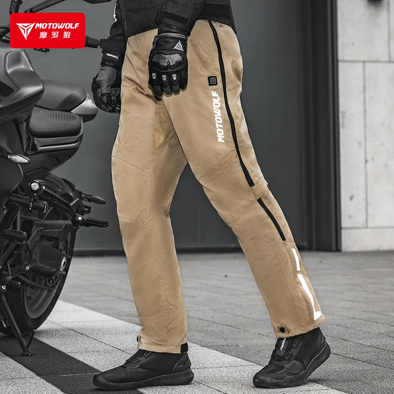 MOTOWOLF Autumn Winter Knights Gear Quick Detachable Pants Waterproof Windproof Motorcycle Thermal Electric Heating Riding Pants