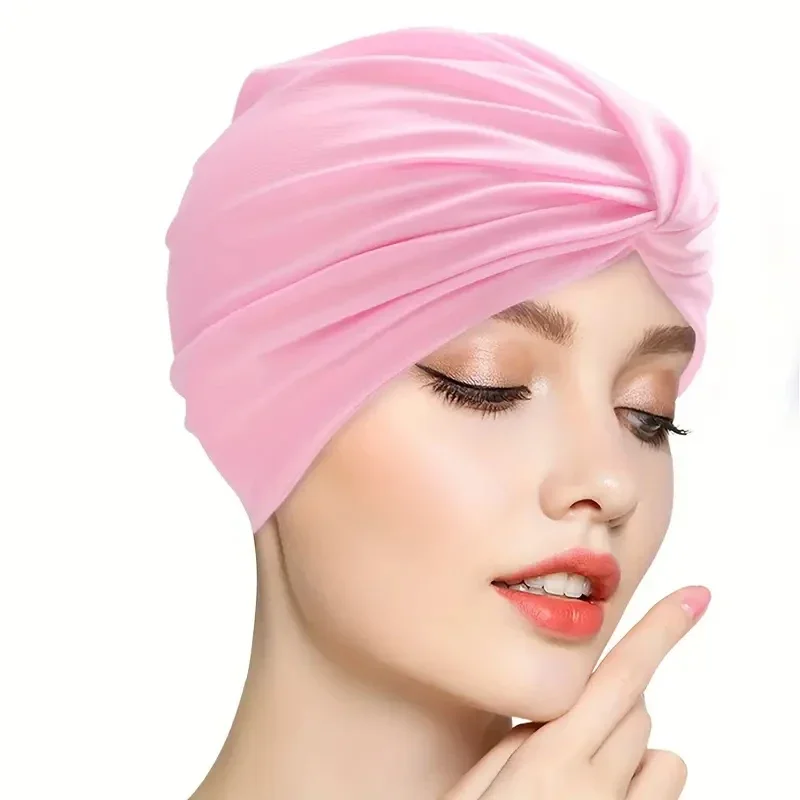 قطعة واحدة من قبعة السباحة المضادة للانزلاق للشعر الطويل والمجعد والسميك والضفائر - مثالية للشاطئ وحمام السباحة مع مقاس مرن