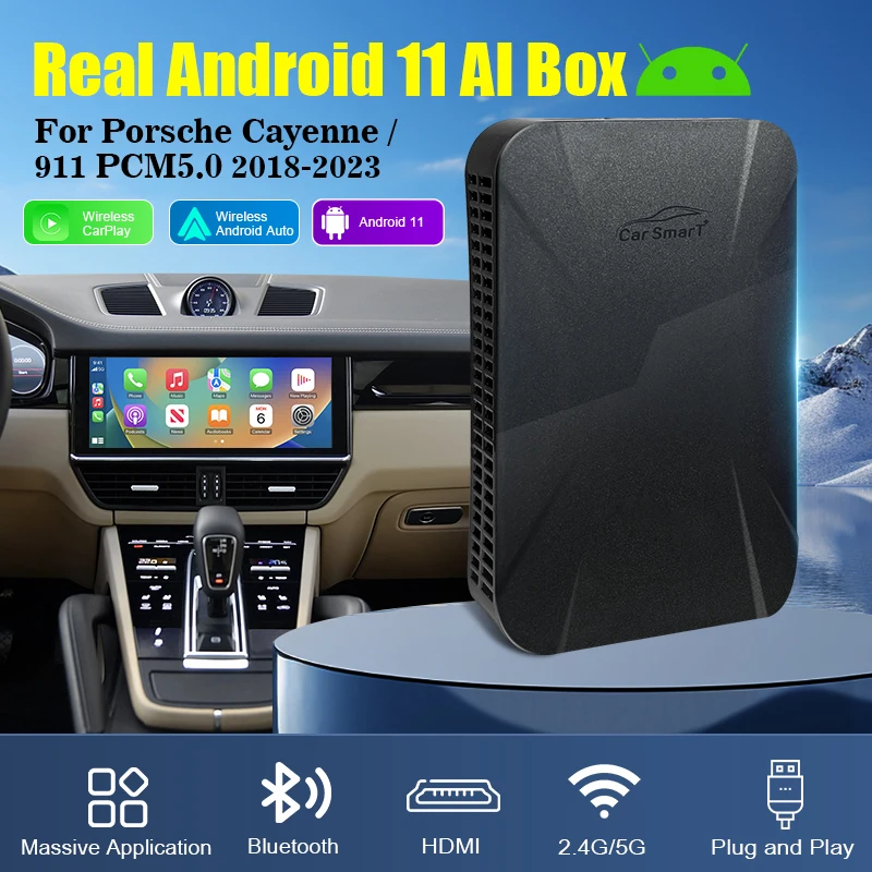 

Smart Ai Box Wireless ios CarPlay Android Auto for Porsch Cayenne / 911 Android 11 with Netflix YouTube GPS 4G LTE HDMI Outp