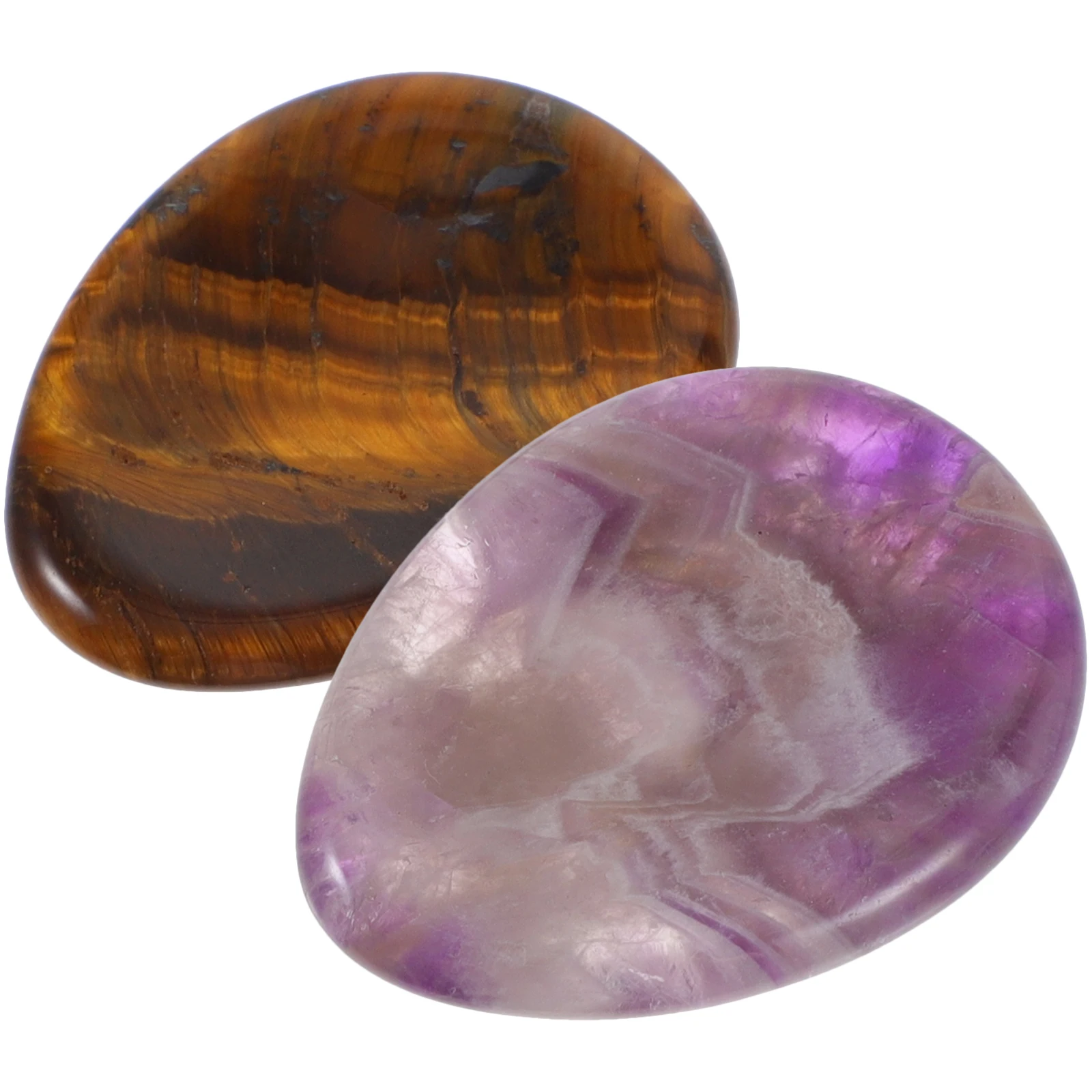 

2pcs Crystal Massage Portable Worry Stone For Stress Relief Mini Thumb Natural Stone Decorative Home Decoration Health Wellness