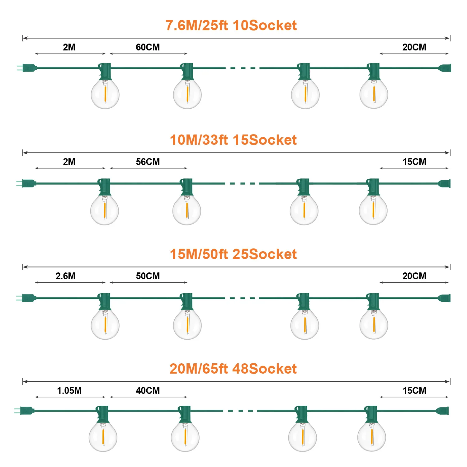 Imagem -04 - Impermeável ao ar Livre String Light Jardim Garland String Lights Fada Conectável Led Chain Lighting Decoração de Natal Lâmpada de Vidro G40