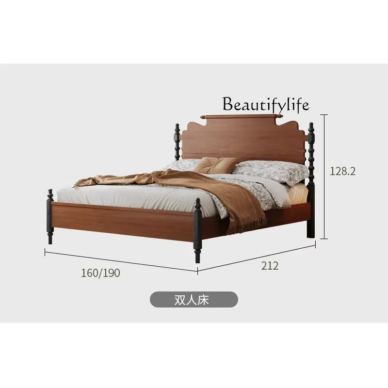 

X36 Medium Ancient Bed American Double Master Bed Solid Wood Ash Wood Furniture