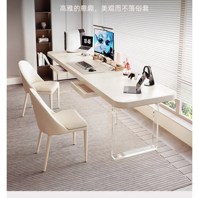 Cream wind acrylic suspension desk, modern simple office computer desk