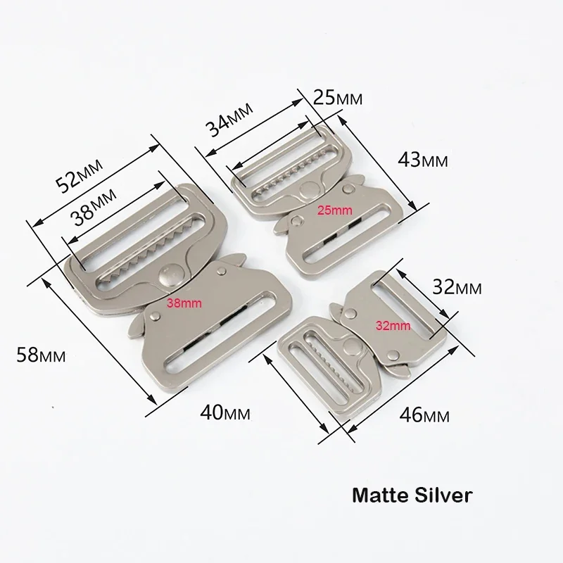 25mm 32mm 38mm Metal Safety Buckles Silver Black Quick Side Release Buckle For Belt Strap Adjuster Luggage Bags DIY Accessories