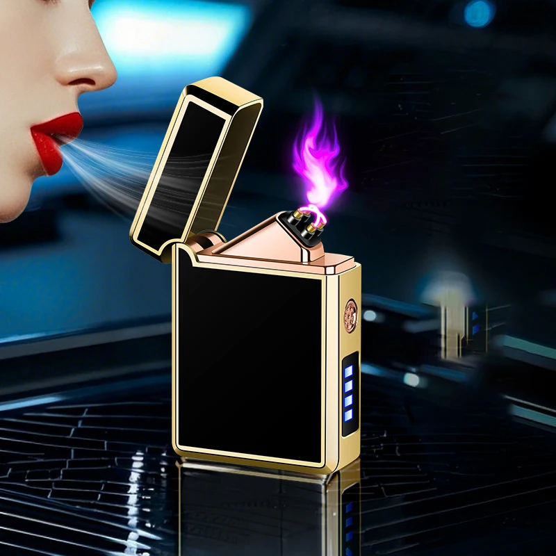 2026 New Voice Control Smart Windproof Lighter Type-c Charging Dual Arc Cigarette Lighter,Lighters for Smokers