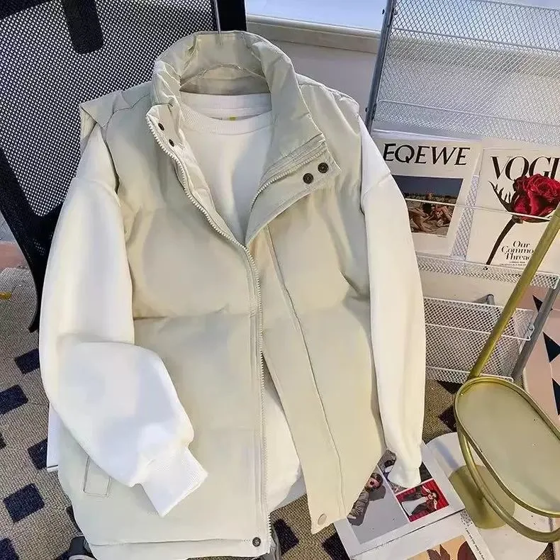 

Мужской утепленный жилет свободного кроя с воротником-стойкой, с подплечниками, теплый, модный тренд весна-осень