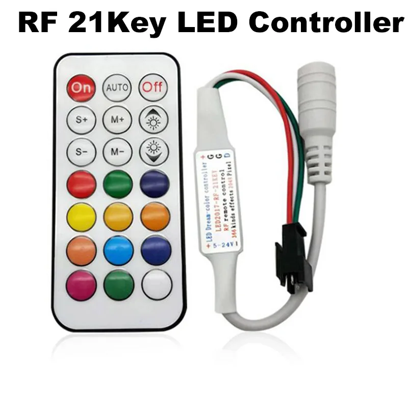 

WS2812B WS2811 LED Lights Controller RF 14key 21Key Remote Wireless 350+ Dream Effect 4pin SM JST RGB IC Led Strip Light DC5-24v